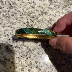 Bangle Bracelet with green and gold tones . EUC!